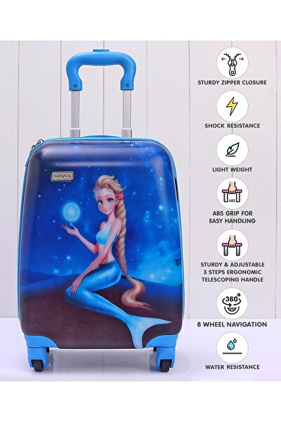 Babyhug Mermaid Theme Kids Trolley Bag, Water-Resistant, Adjustable Handle, S...