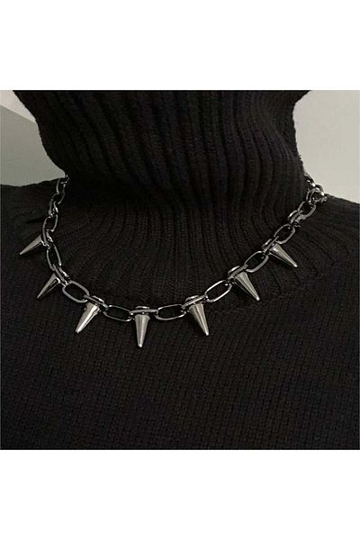 Köstebek Gothic Punk Barbed Chain Necklace