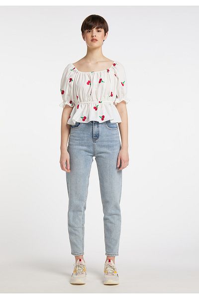 myMo Bestickte Cropped-Bluse
