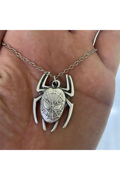 Köstebek Spider Face Silver Chain Necklace