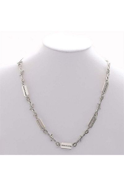Köstebek Barbed Wire Razor Motif Necklace
