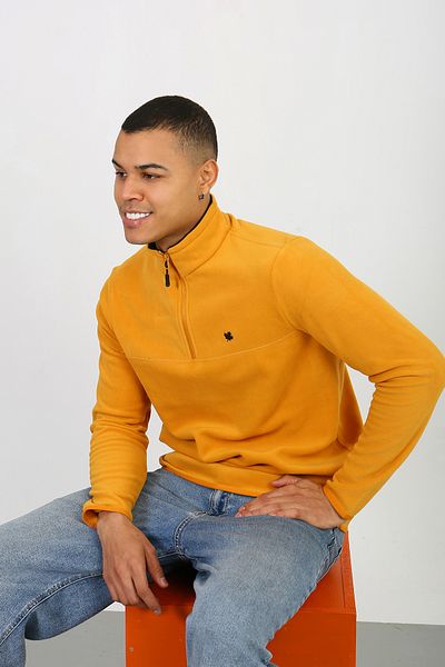 UOMOPARK 6001 Regular Fit Anti-Pilling Non-Pilling Bato Collar Winter Men's Fleece