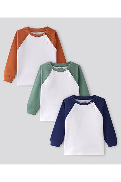 Bonfino Bonfino - Boys 100% Cotton Full Sleeve T-Shirts With Contrast Raglen Sleeve Pack Of 3