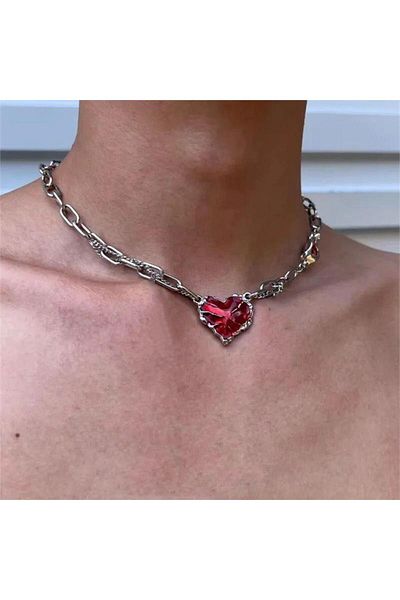 Köstebek Red Reaper Heart Chain Necklace