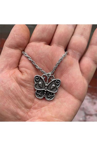 Köstebek Deathly Butterfly Chain Necklace
