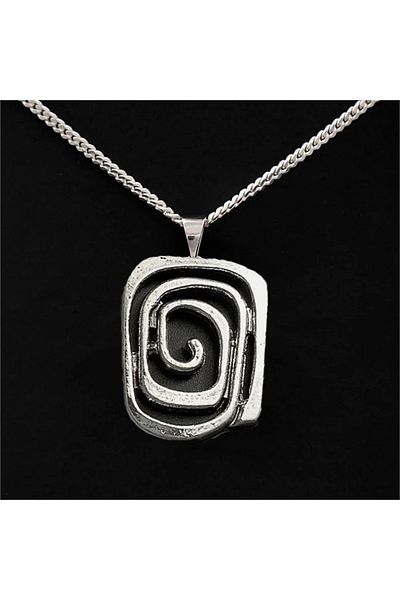 Köstebek Vintage Swirl Design Silver Necklace