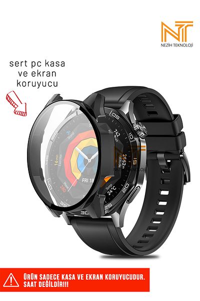 Nezih Case حافظة كمبيوتر صلبة عالية الجودة وواقي شاشة متوافق مع هاتف Huawei Watch GT 5 مقاس 46 ملم