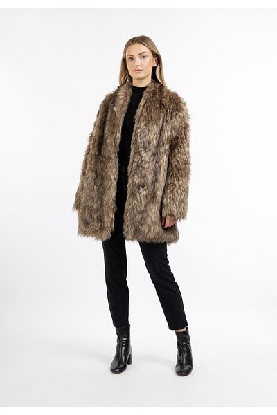 Dreimaster Faux Fur Mantel