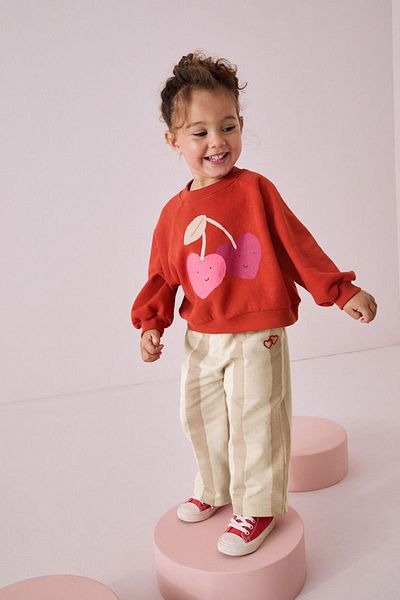 Minigimin Cicileri Cherry Printed Striped Pants Set for Girl - Tile