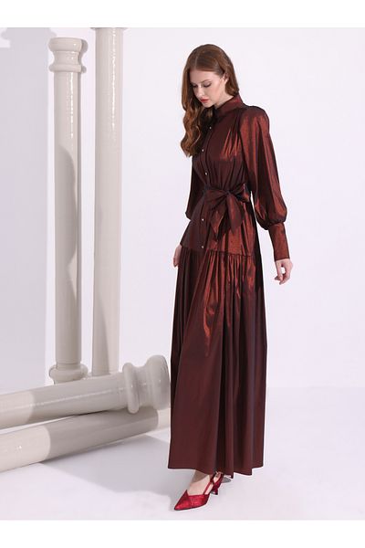 Remion Bronze Taffeta Long Dress