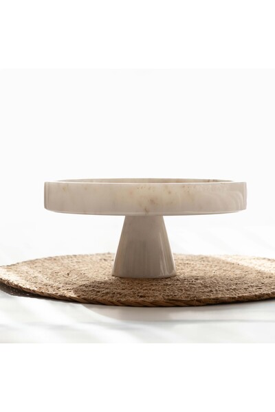 marbelix Gaudia Mermer 22cm Kek & Pasta & Kurabiye Sunumluğu - Ayaklı Stand -...