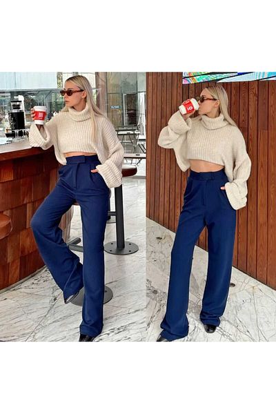 Fua Shop PANTALON PALAZZO DE FEMEI CU ÎNCHIDERE VELcro