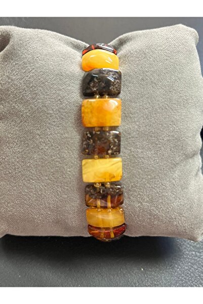 KEHRİBAR TUTKUSU Multi Color Kare Fosilli Rolex Model Luxury Kehribar Bileklik