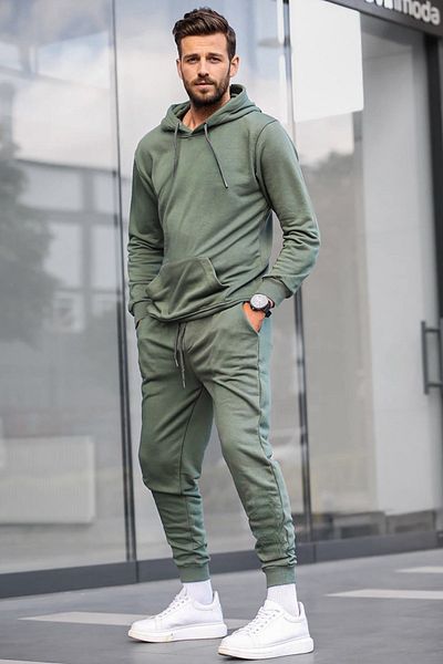 BayBayan Ανδρικό φούτερ Jogger Σετ αθλητική φόρμα με ελαστικά πόδια