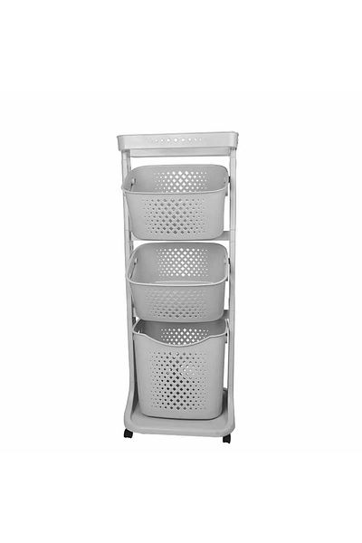Titiz Leon Life Layer Basket Crisper Organizer Ράφι κουζίνας με ρόδες Tp-750 Μαλακό Γκρι