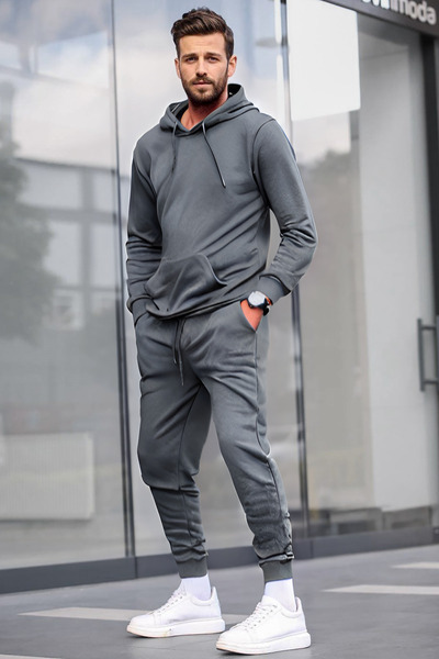 BayBayan Ανδρικό φούτερ Jogger Σετ αθλητική φόρμα με ελαστικά πόδια