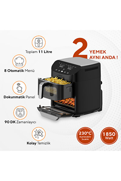 KUMTEL Xxl 11 Litre Çift Hazneli Fastfryer (yağsız Fritöz Airfryer ) Haf-11