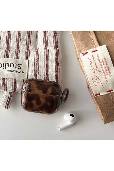 Leopar Desenli Silikon Airpods (Kulaklık) Kılıfı AirPods Pro Uyumlu