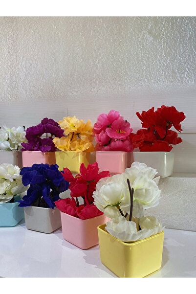 La bella bazar 6 bucăți de flori artificiale în ghiveci, flori decorative din plastic, ornament decorativ în ghiveci din plastic