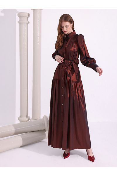 Remion Bronze Taffeta Long Dress