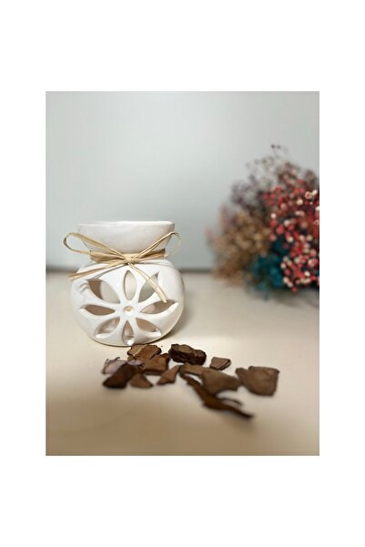 MRl Buhurdanlık Özel Beyaz Lotus Desenli