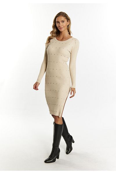 Faina Rippstrickkleid mit Strass-Steinen