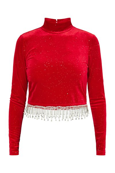Faina Glitzershirt Aus Stretchsamt
