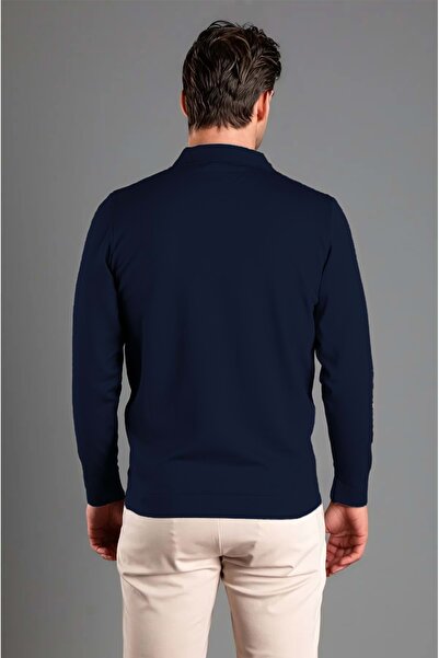 COONLESS ERKEK POLO YAKA ÖNDEN FERMUARLI TRİKO KAZAK Mavi