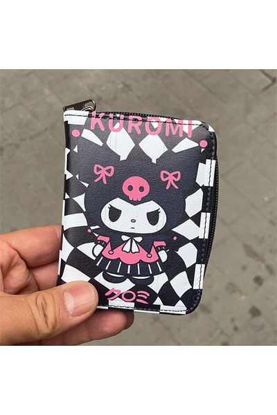 Köstebek Angry Princess Kuromi Checkered Short Wallet