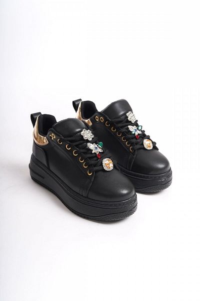 Zerenyus Women's Sneakers with Flowers Stone Accessory Detail
