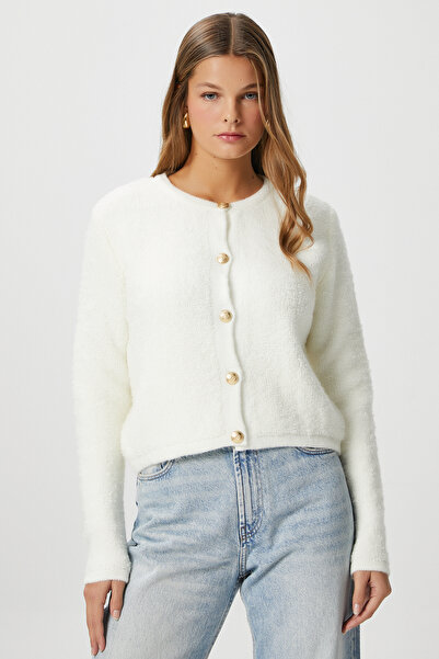 Ritnice Edna Ecru Women's Boucle Cardigan