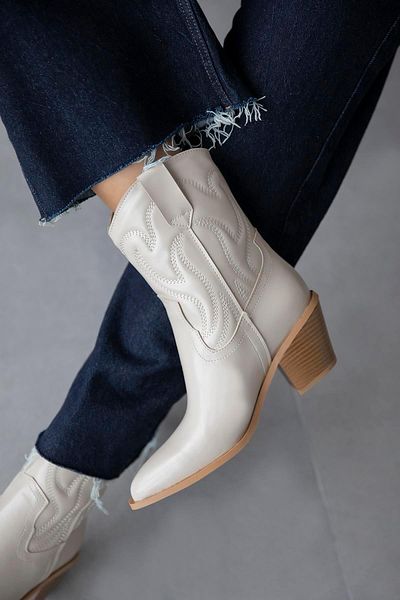 STRASWANS Beige Color Hadley Women's Leather Heeled Boots