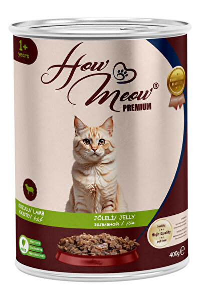 how&meow 12 Adet Jöleli Parça Etli Yetişkin Kedi Yaş Maması Kuzulu 400 gr