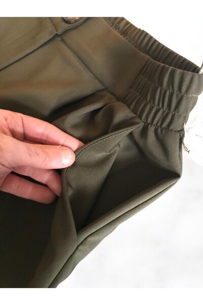 More Black Pleated Palazzo Trousers with Elastic Back