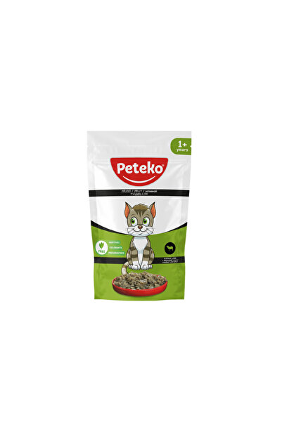 PetEko 24 ADET JÖLELİ PARÇA ETLİ YETİŞKİN KEDİ YAŞ MAMASI KUZULU
