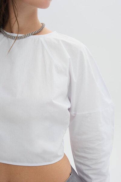 SHERIN Екрю блуза з застібкою ззаду