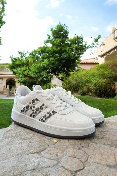 HAKKE Kadın Bej Ortopedik Taban Cilt Sneaker