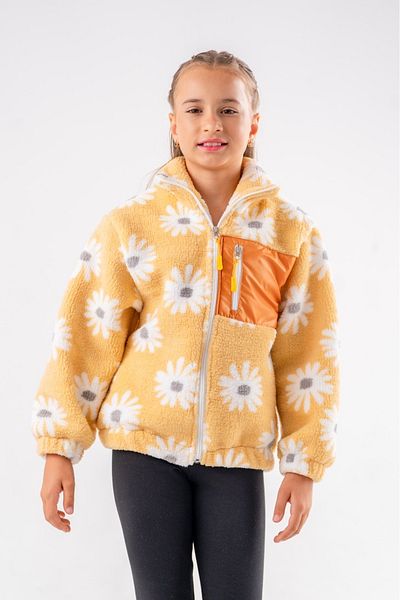Eray Kids Cardigan with Fleece Flowers