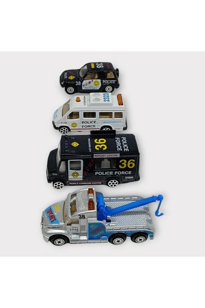 Sunman مجموعة سيارات معدنية مكونة من 4 قطع من Maxx Wheels - مركبات شرطة