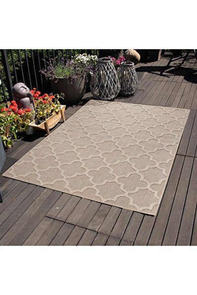 Carpettex Balkon Mutfak  Teras Bahçe Dış Mekan Halısı İskandinav desenli Bej ...