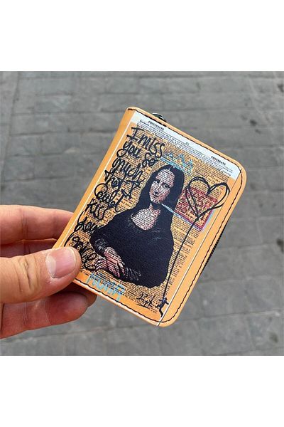 Köstebek Yellow Street Style Art:Mona Lisa Short Wallet