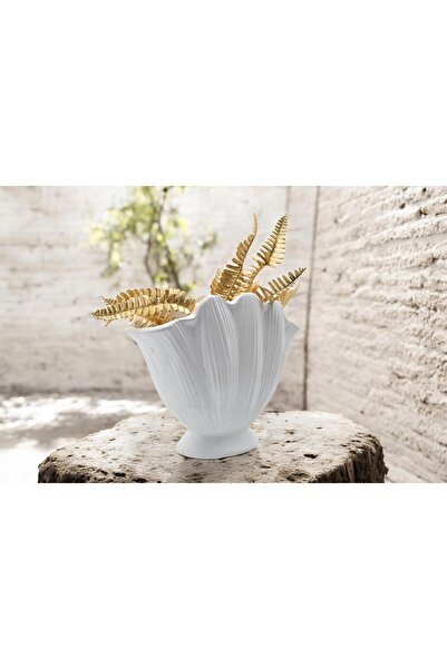 BASSDEKOR Beton - Vază Oyster - Crem - 19,5 Cm