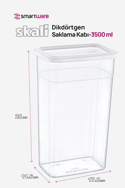 Smartware White Scale Rectangular Storage Container - Set of 24, 3500 ml