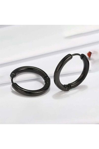 Köstebek Black Basic Stylish Hoop Earrings