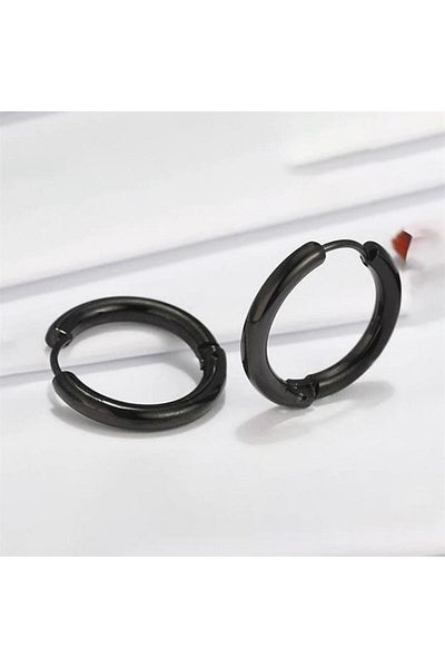 Köstebek Black Basic Stylish Hoop Earrings