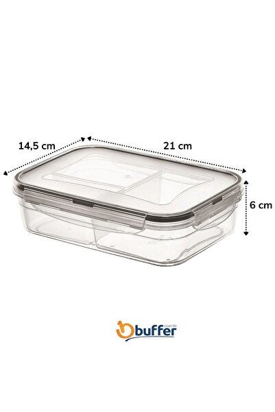 HvT 1 lt Food Storage Container with 3 Compartments and Lockable Lid LC-510