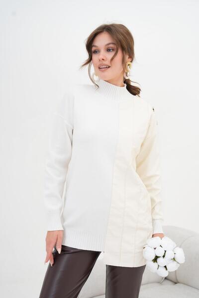 FTZ WOMEN Women's Button Detailed Tunic Ecru 20825