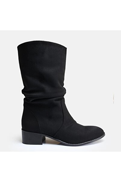 37Numara BÜYÜK NUMARA KADIN BOT 41-42-43-44 SİYAH  SÜET