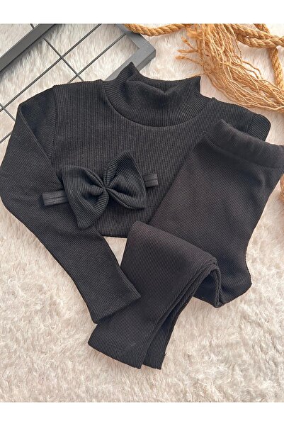 BAHNUR طقم باندانا للأطفال باللون الأسود