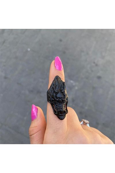 Köstebek Dragon's Head Black Adjustable Ring